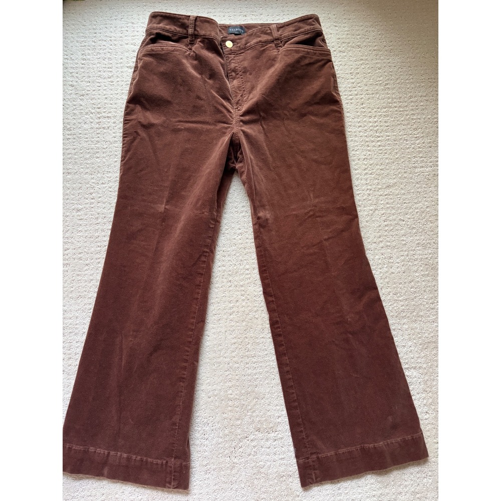 Talbots Corduroy Pants 14P Brown Gold Button Dark Academia Cabincore Preppy